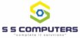 S S Computers logo design with modern geometric hexagon icon, blue and green technology theme, and professional IT solutions branding